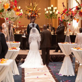 romantic candlelit fall flowers wedding ceremony decor at The Columns Memphis design by Southern Event Planners