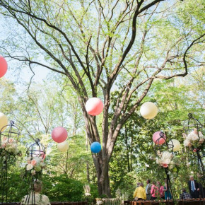 Garden wedding ceremony with balloons by Southern Event Planners, Memphis Weddings