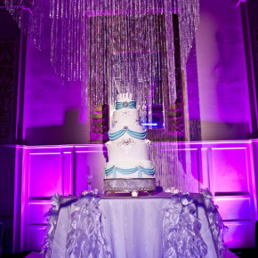 Elaborate wedding cake table by Southern Event Planners, Memphis, Tennessee.