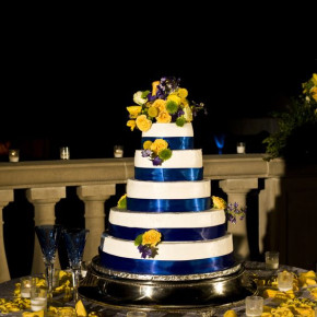 Blue and yellow cake table by Southern Event Planners, Memphis Tennessee, Memphis weddings.